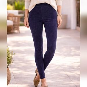 M&S Marks & Spencer Velvet Ribbed Leggings Midnight Navy Dublin Womens US Size 6